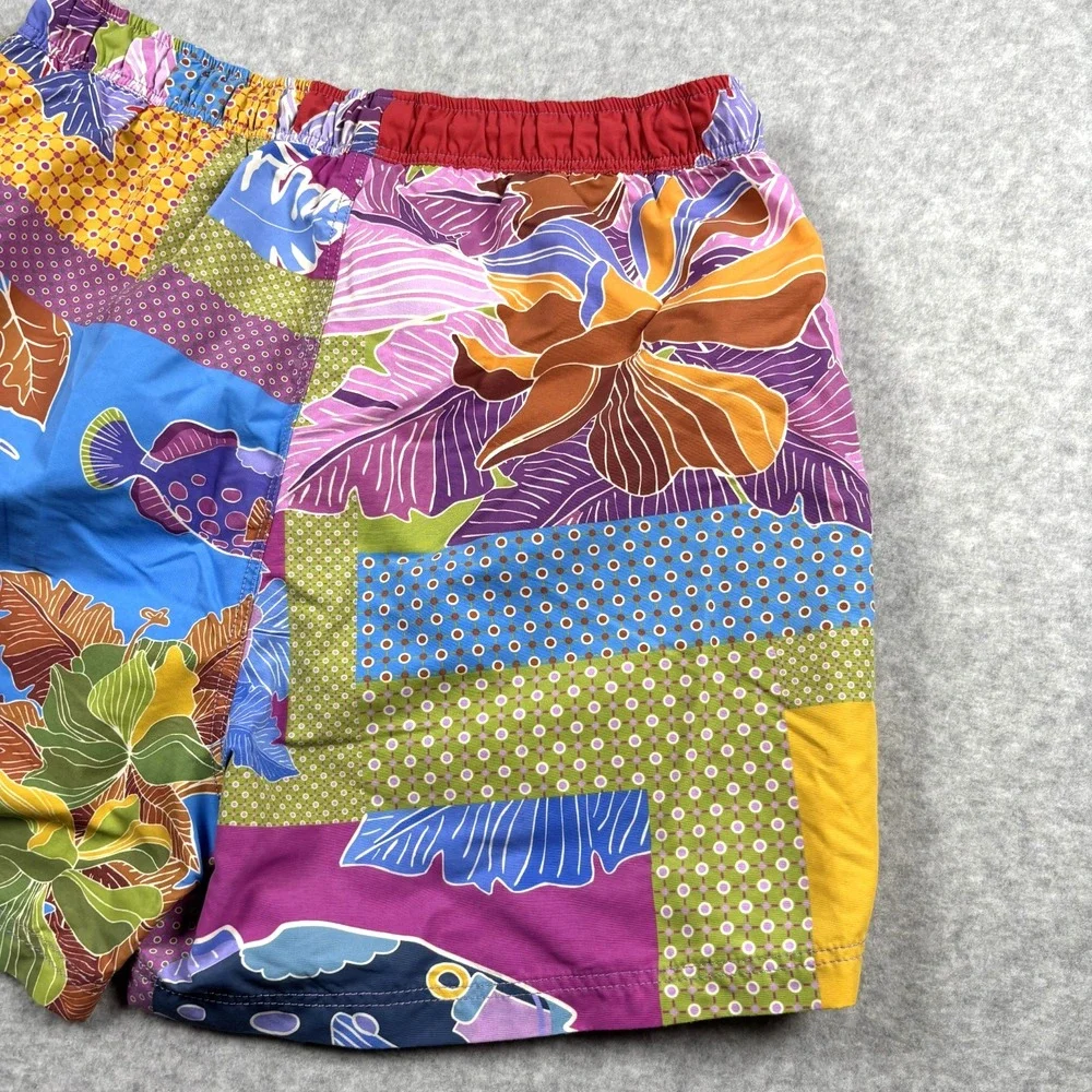 ETRO Men's M Floral Swim Trunks Multicolor Mesh Lined Drawstring Italy